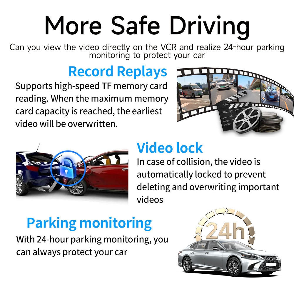 Rear View Mirror Dash Cam With Carplay
