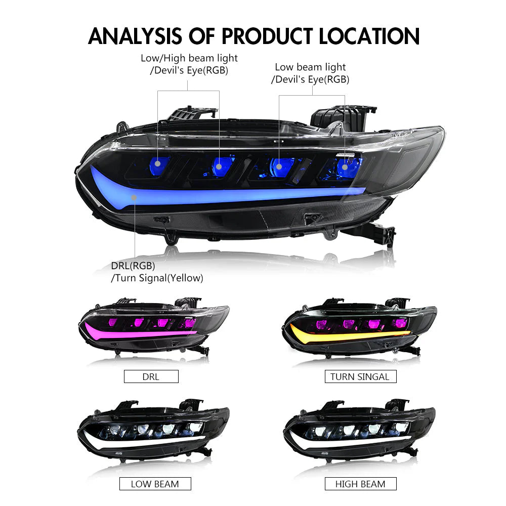 RGB LED Headlights 18-22 XGen Accord