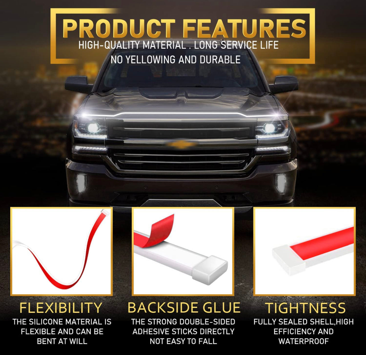 Hood Led Light Single Color White Flexible Waterproof
