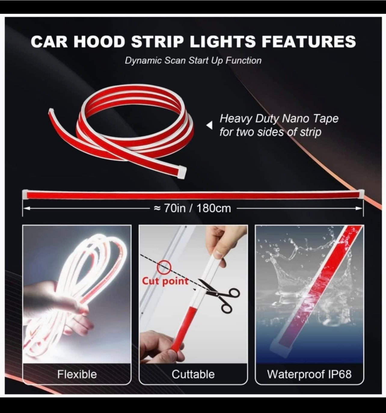 Hood Led Light Single Color White Flexible Waterproof