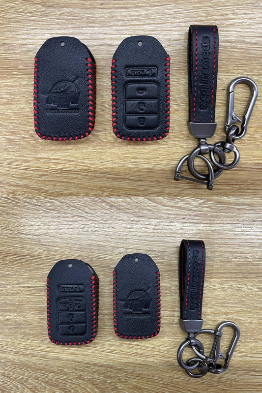 Honda Accord, CRV Key Fob Leather Case With Keychain With & Without Remote Start Feature