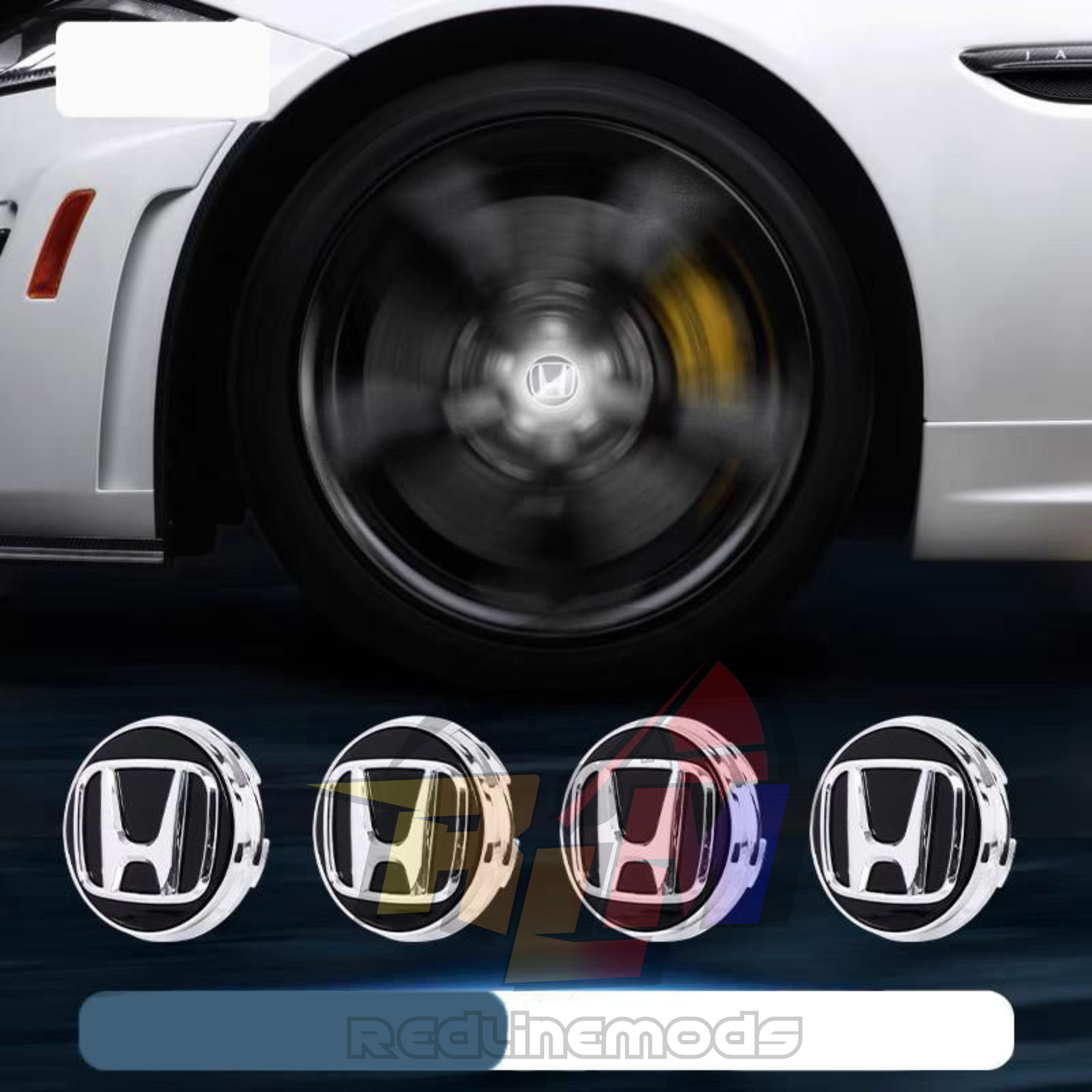 Set Of 4 Silver/Black Honda Wheel Center Caps – 69mm – Replaces OEM 44732-S9A-A00
