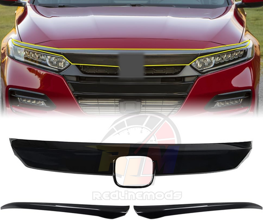 2018-2020 Honda Accord Chrome Delete Cover 3 Piece Gloss Black