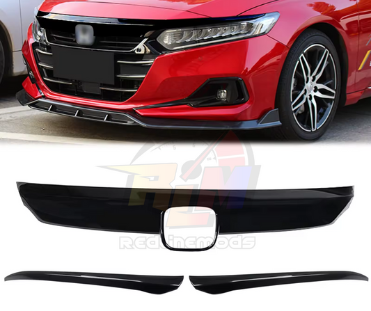 2021-2022 Honda Accord Grill Cover Chrome Delete Gloss Black 3 Piece