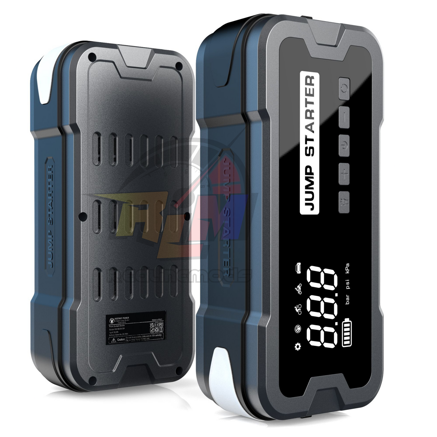 Portable Car Jump Starter With Power Bank, Tire Inflator, Emergency Light, and Waterproof Design