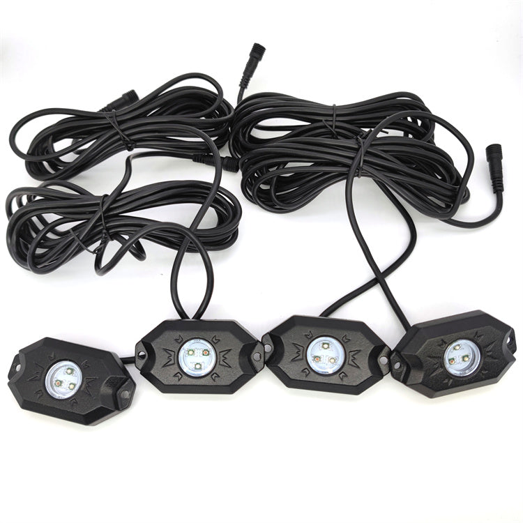 RGB LED Rock Lighting Kit 4 Pods Underglow