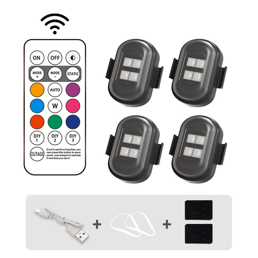 Rechargeable Stick-On RGB LED Lights – 4-Pack Wireless Lights with Remote