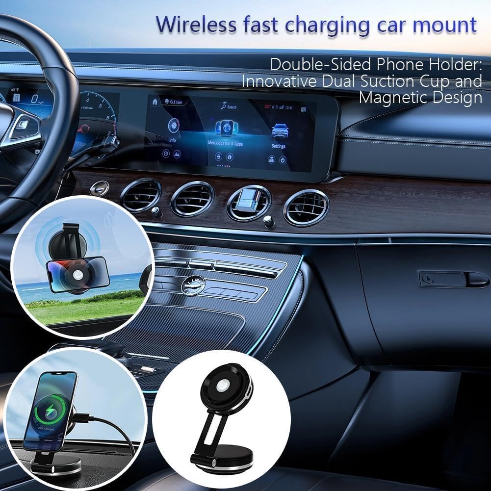 Automatic Suction Cup Phone Mount With Wireless Charging