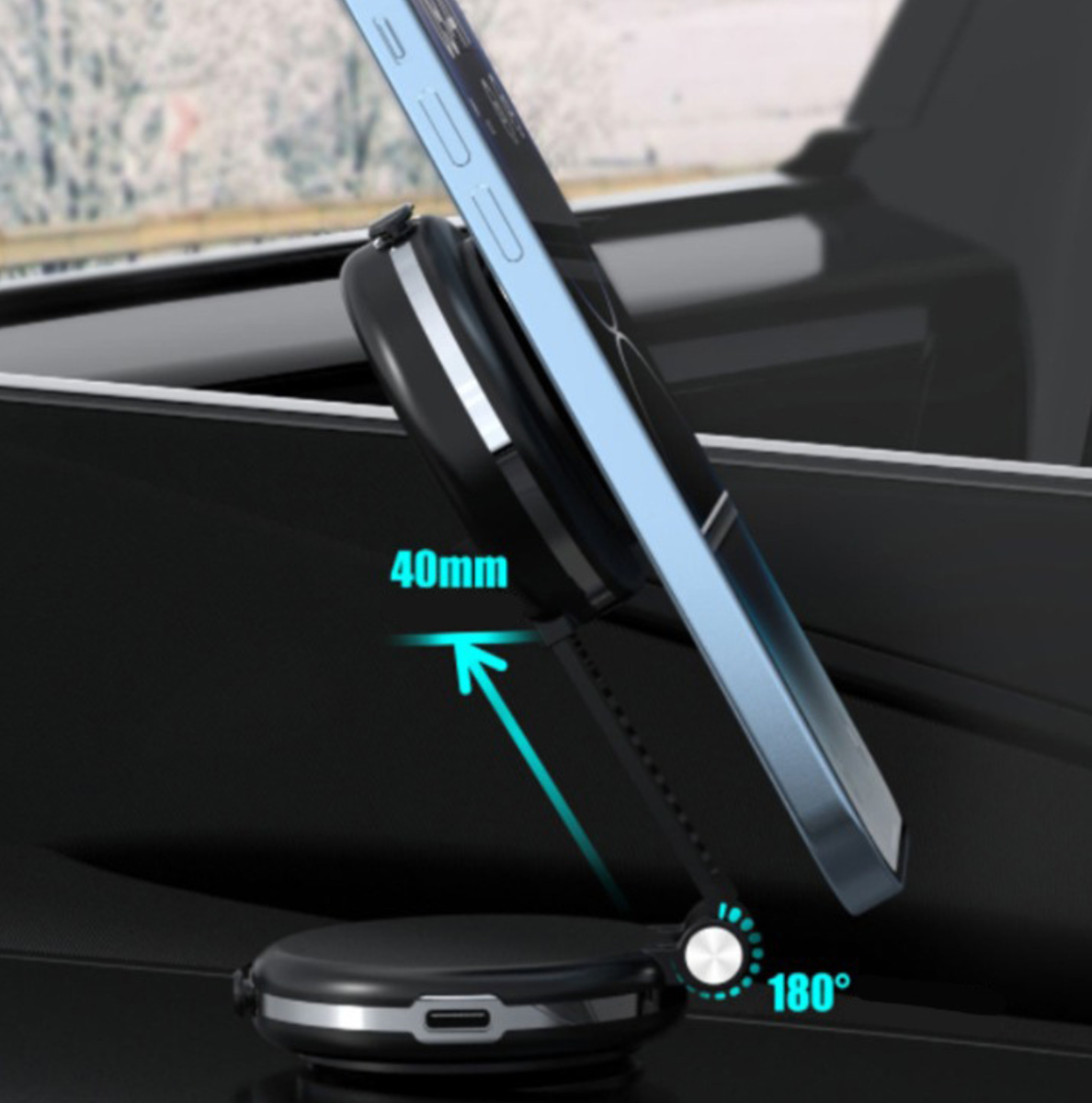 Automatic Suction Cup Phone Mount With Wireless Charging